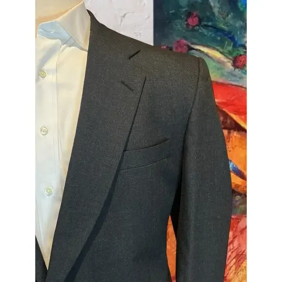 Stafford 46R 33x28.5 Solid Charcoal Gray Suit Nailhead - Picture 4 of 16